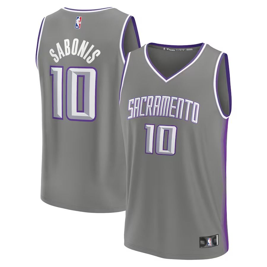 Men Sacramento Kings #10 Domantas Sabonis Fanatics Branded Gray City Edition 2022-23 Fastbreak NBA Jersey->sacramento kings->NBA Jersey